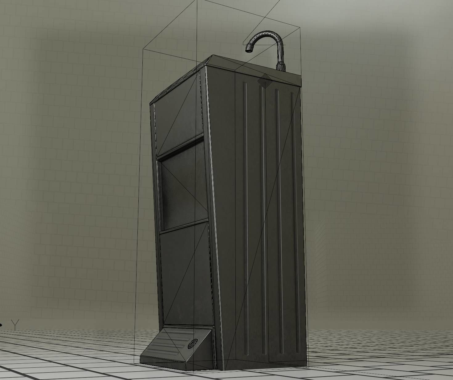 Low-Poly and PBR-Textured Public Metal Sink - 17 - Low-poly 3D model_78