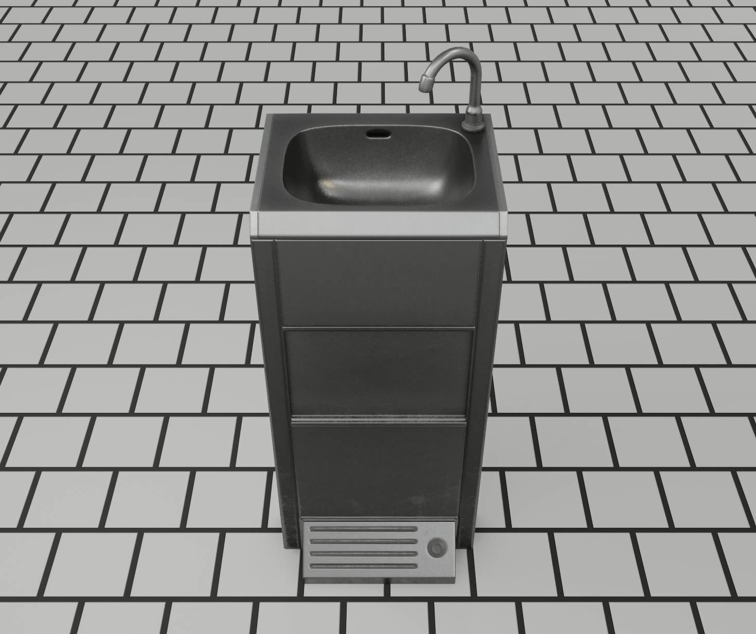Low-Poly and PBR-Textured Public Metal Sink - 17 - Low-poly 3D model_22