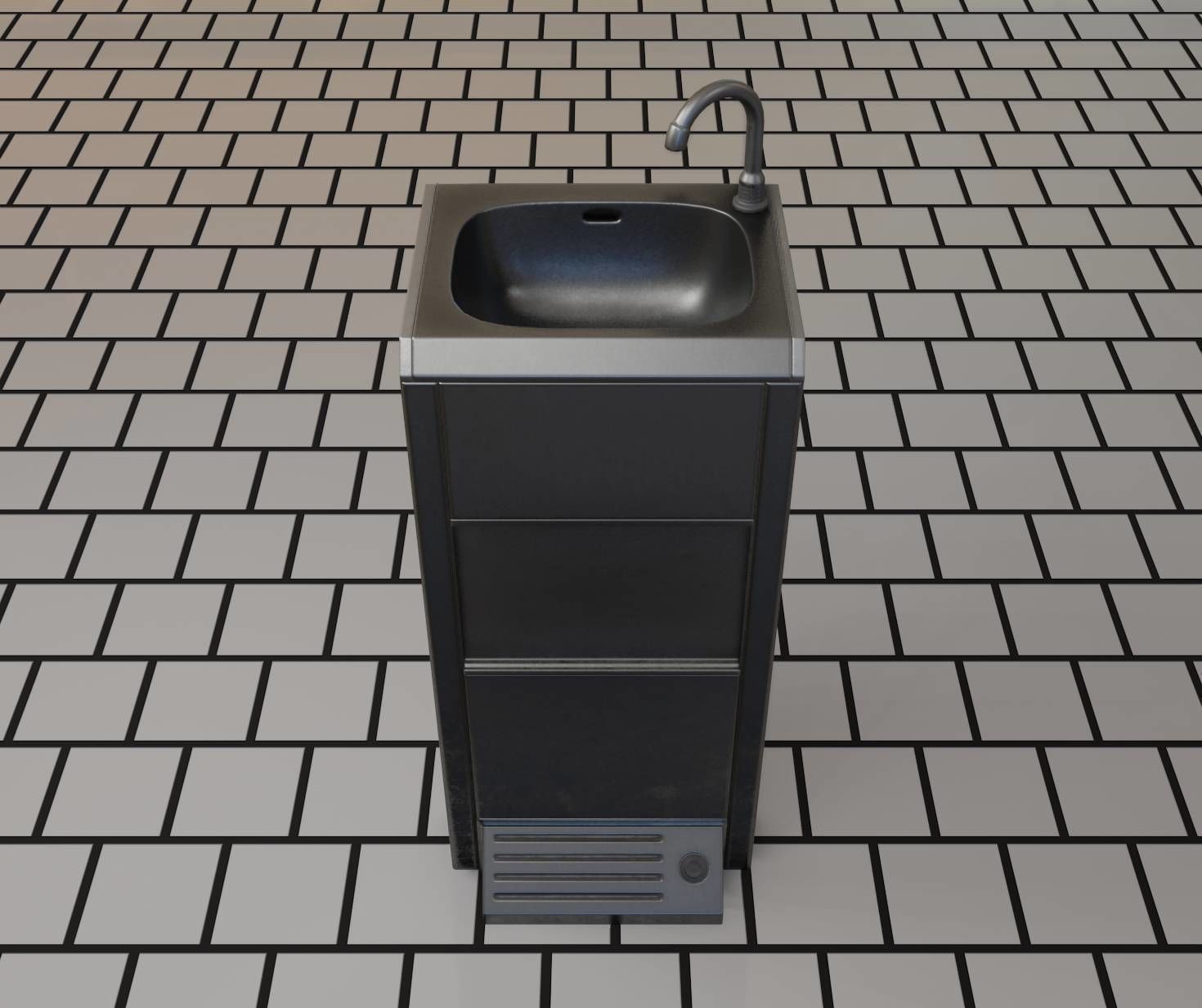 Low-Poly and PBR-Textured Public Metal Sink - 17 - Low-poly 3D model_38