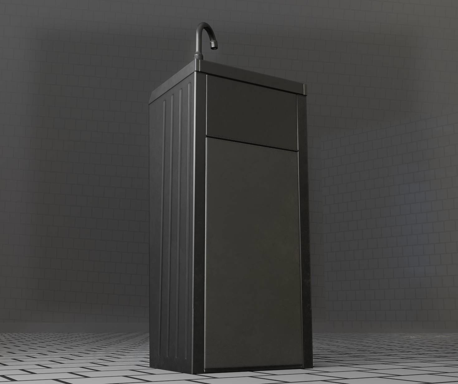 Low-Poly and PBR-Textured Public Metal Sink - 17 - Low-poly 3D model_77