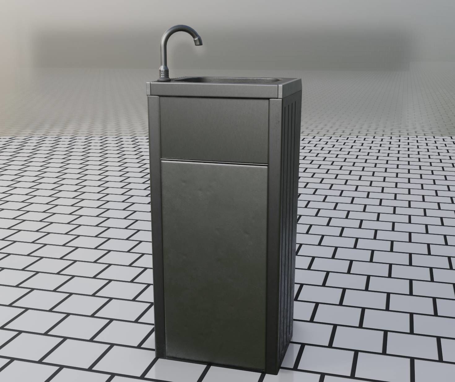 Low-Poly and PBR-Textured Public Metal Sink - 17 - Low-poly 3D model_49