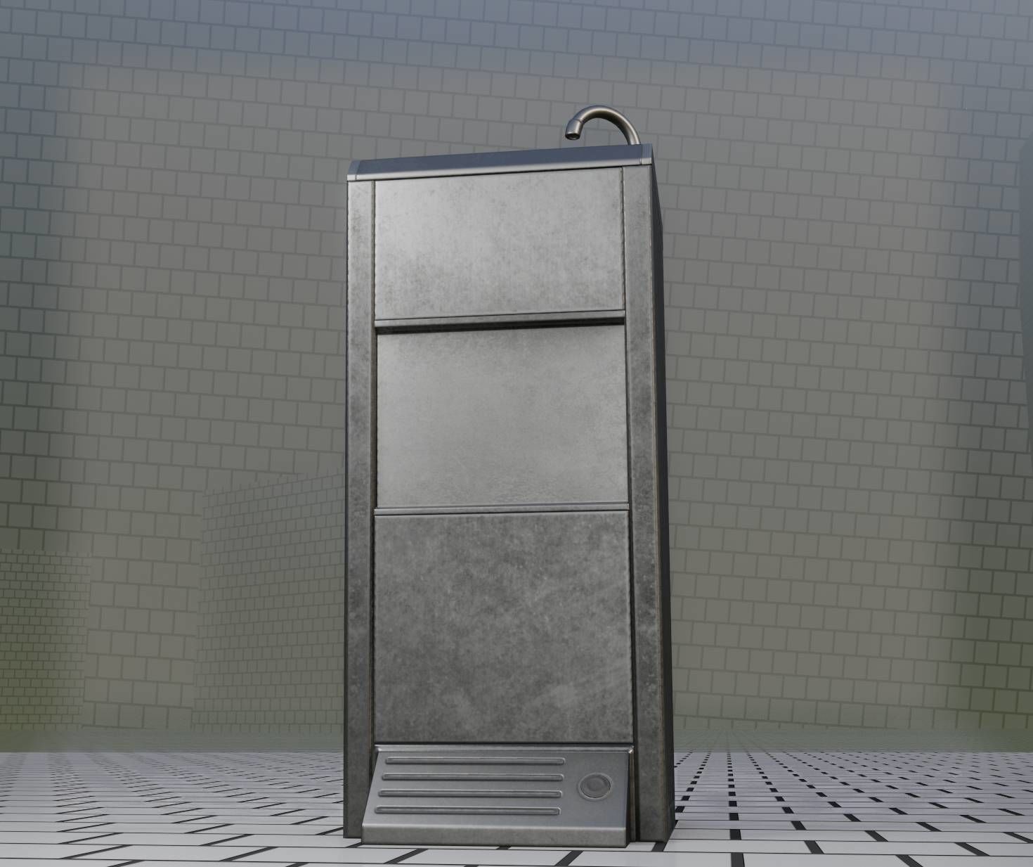 Low-Poly and PBR-Textured Public Metal Sink - 17 - Low-poly 3D model_97