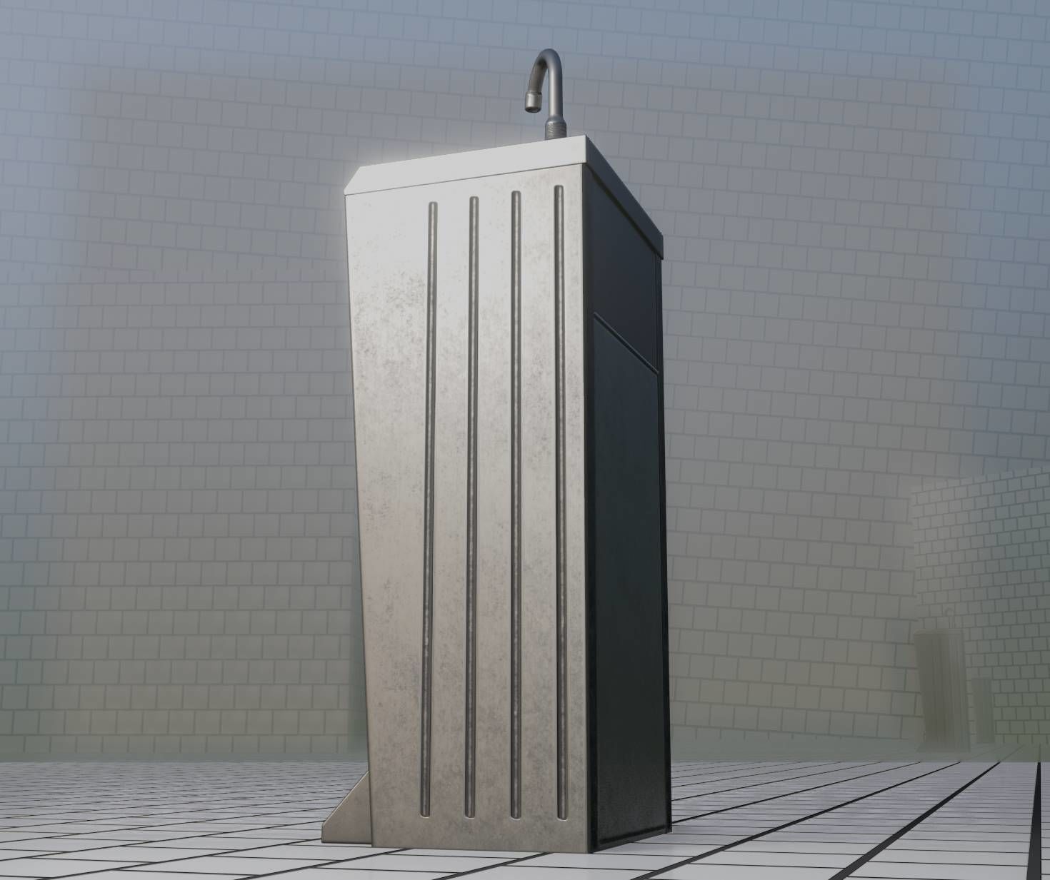 Low-Poly and PBR-Textured Public Metal Sink - 17 - Low-poly 3D model_26