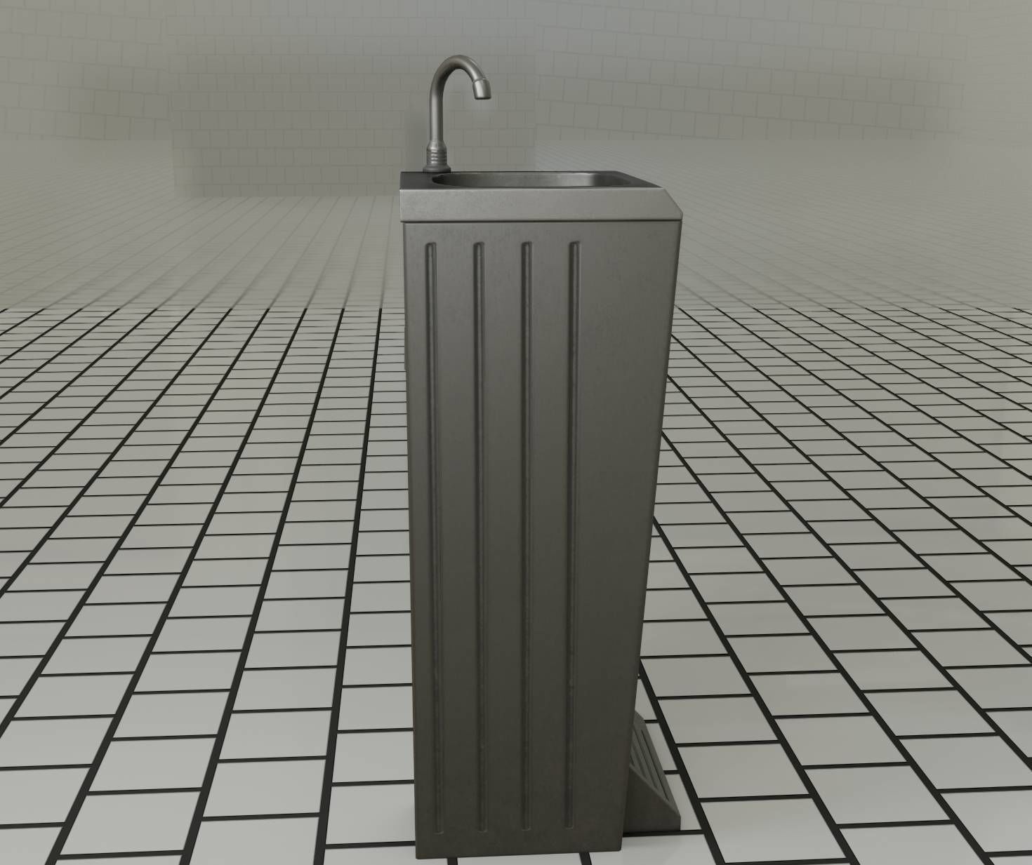 Low-Poly and PBR-Textured Public Metal Sink - 17 - Low-poly 3D model_93