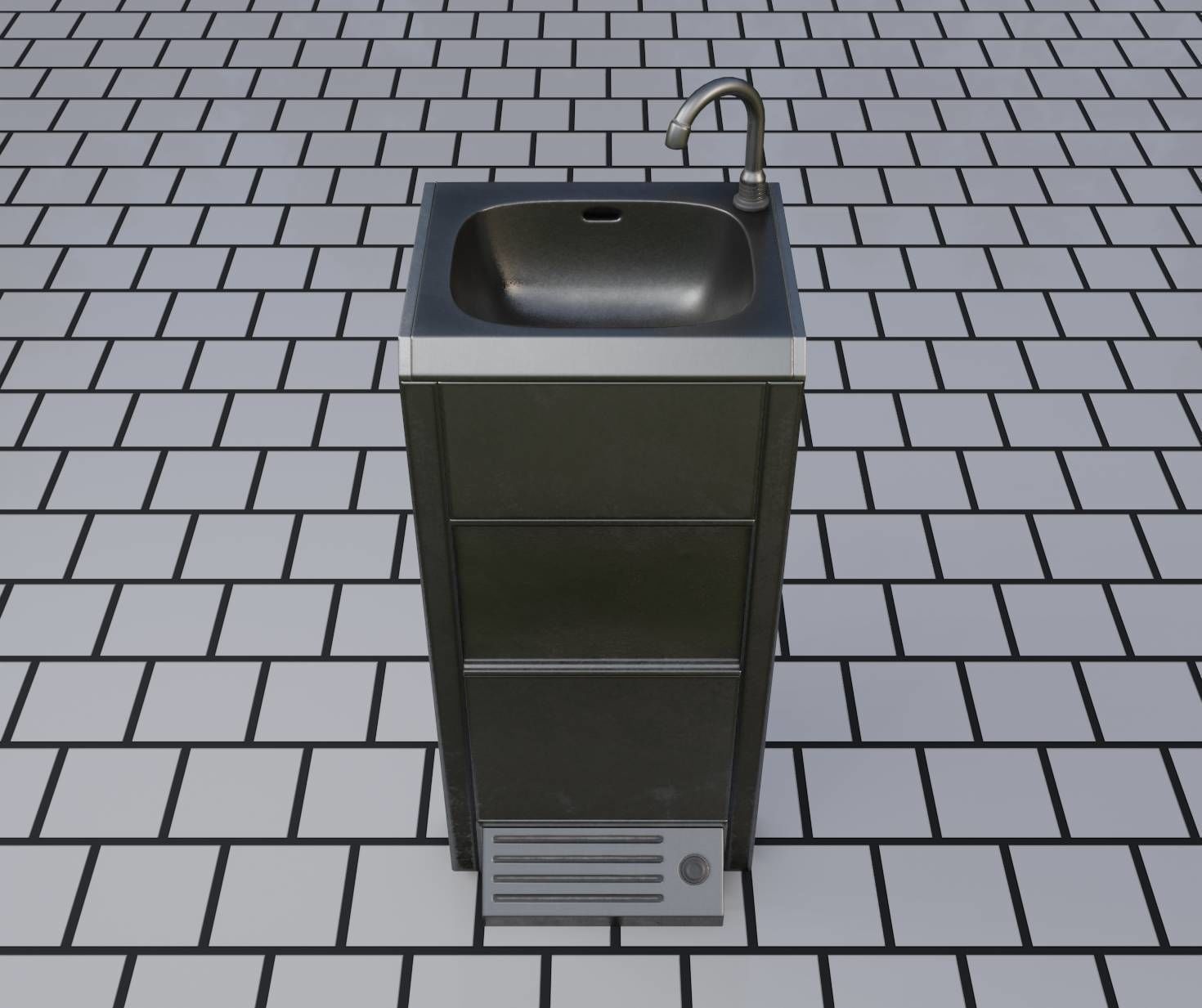Low-Poly and PBR-Textured Public Metal Sink - 17 - Low-poly 3D model_70