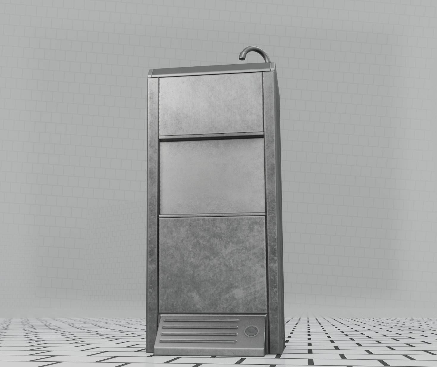 Low-Poly and PBR-Textured Public Metal Sink - 17 - Low-poly 3D model_54