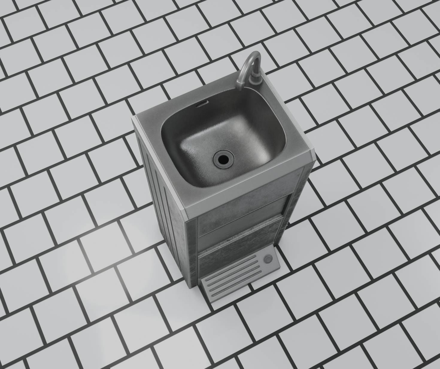Low-Poly and PBR-Textured Public Metal Sink - 17 - Low-poly 3D model_64