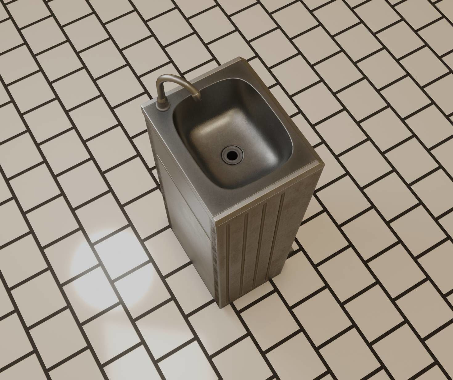 Low-Poly and PBR-Textured Public Metal Sink - 17 - Low-poly 3D model_58