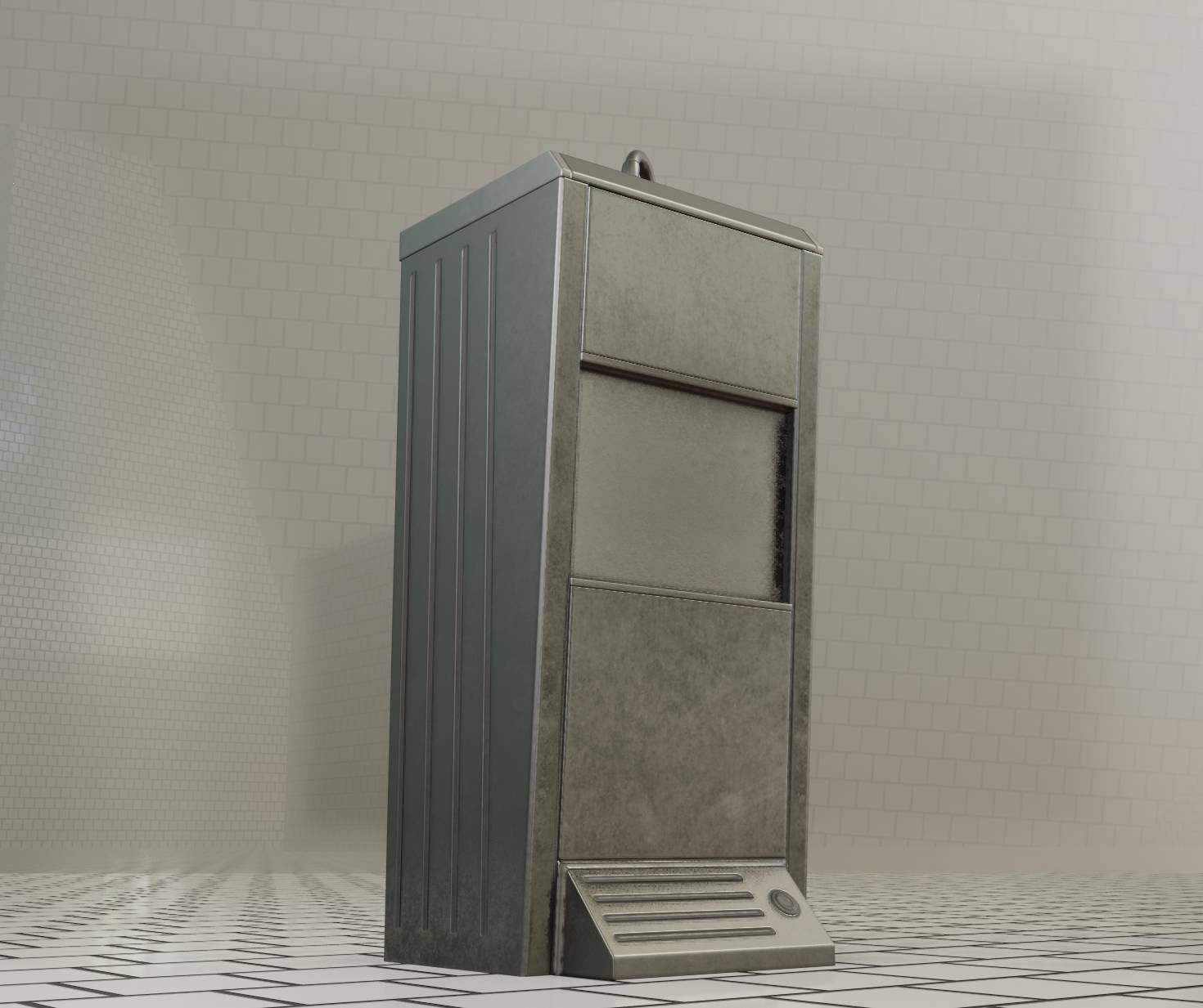 Low-Poly and PBR-Textured Public Metal Sink - 17 - Low-poly 3D model_29