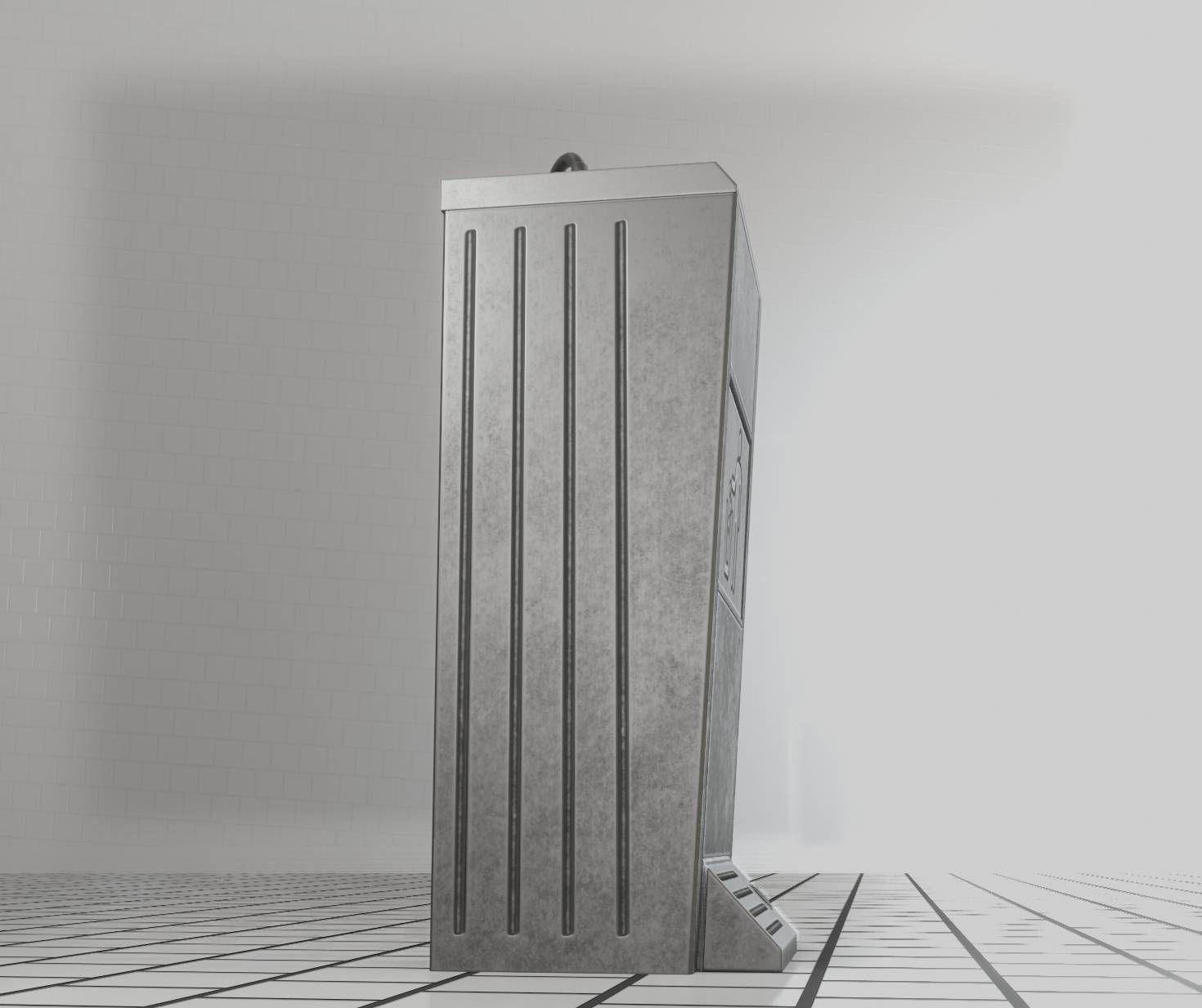 Public Metal Sink - 16 - with Trashcan Low-poly 3D model_44