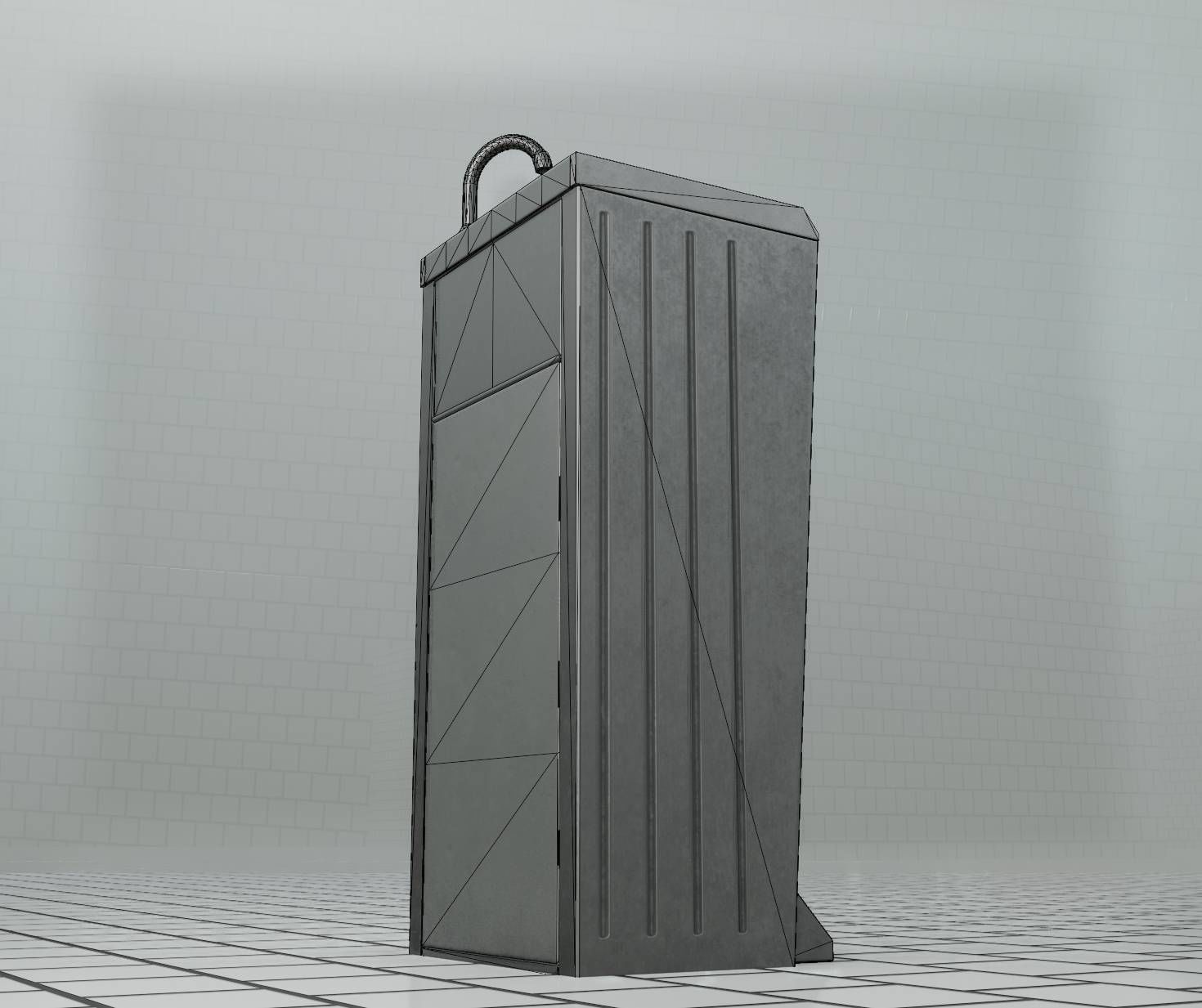 Public Metal Sink - 16 - with Trashcan Low-poly 3D model_76