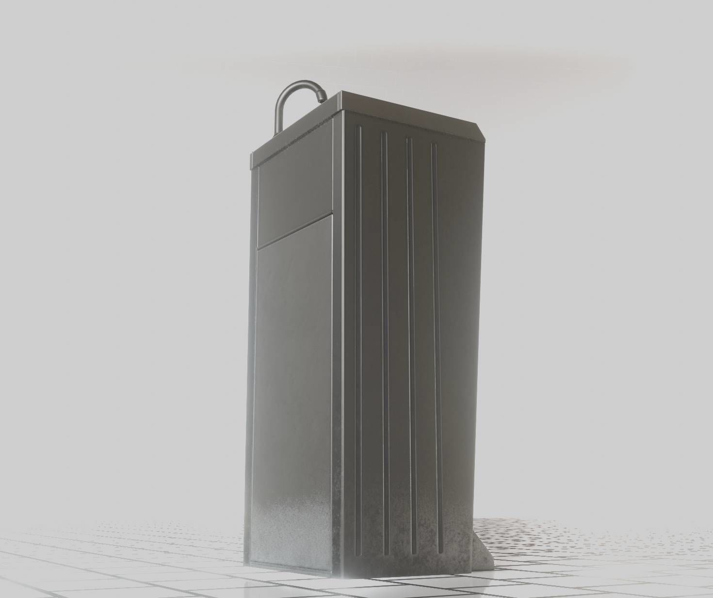 Public Metal Sink - 16 - with Trashcan Low-poly 3D model_45