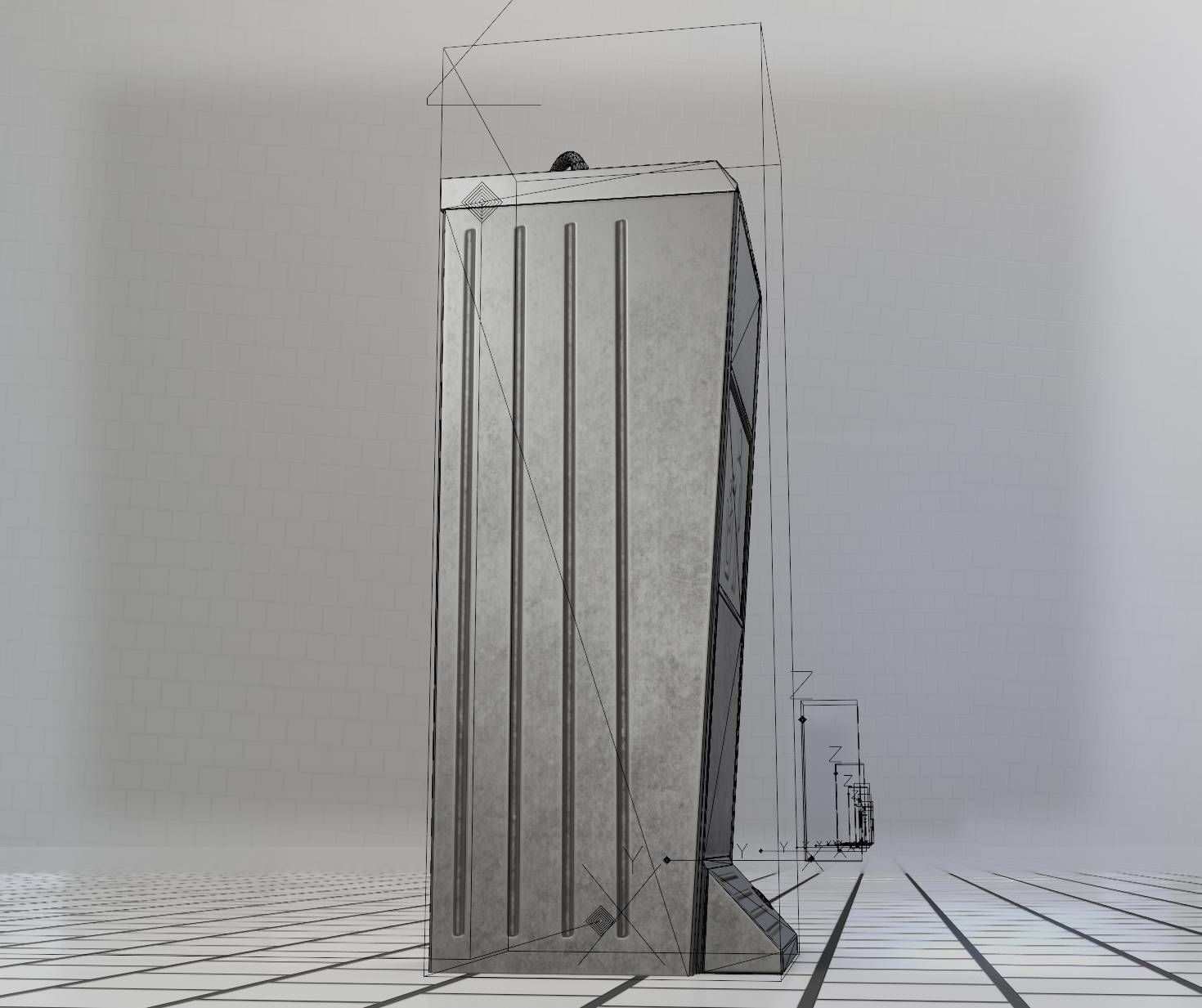 Public Metal Sink - 16 - with Trashcan Low-poly 3D model_13