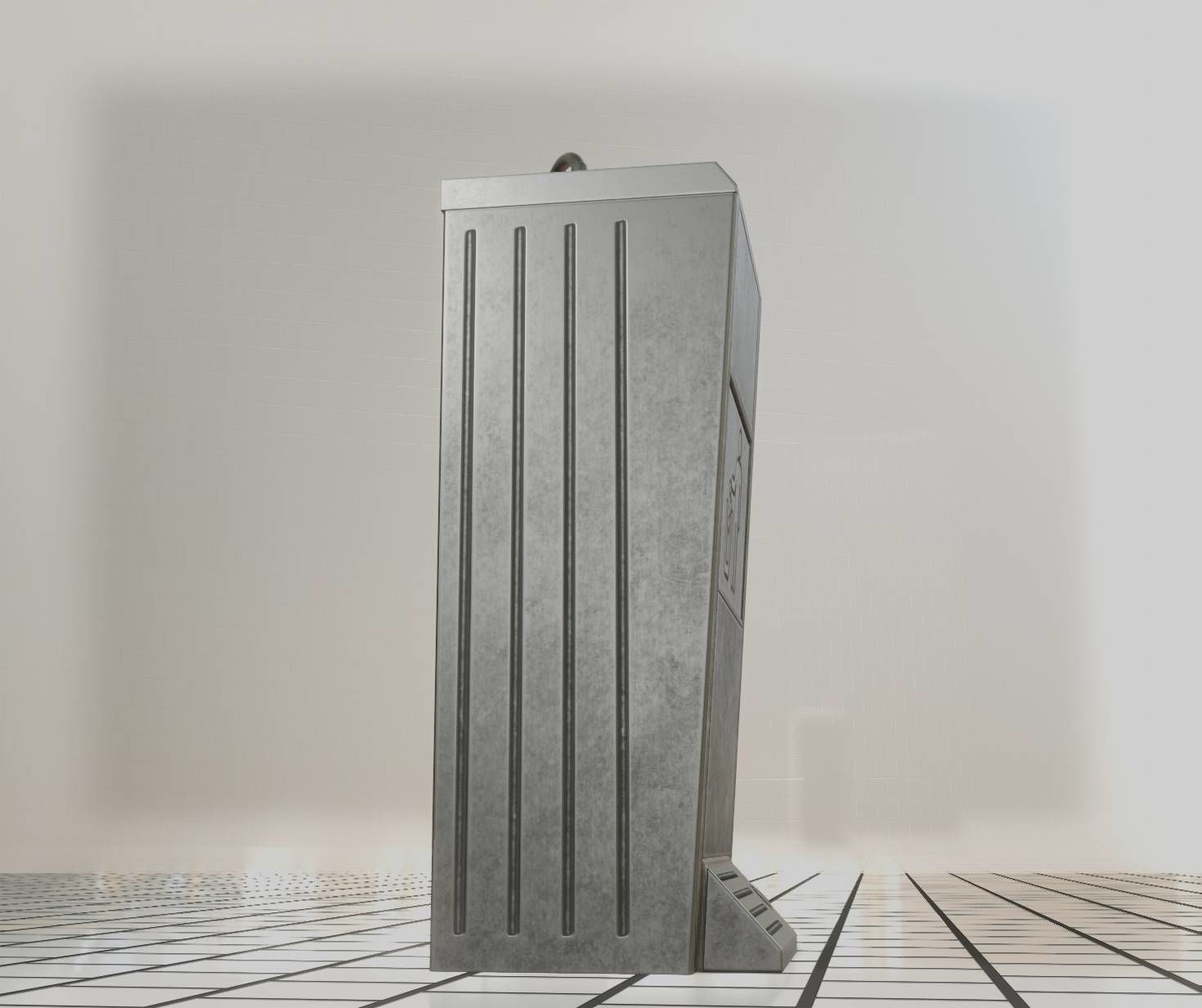 Public Metal Sink - 16 - with Trashcan Low-poly 3D model_75