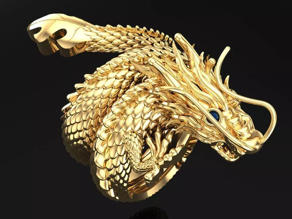 Dragon Ring - Mens Dragon Ring - Mens Ring - N627 3D print model