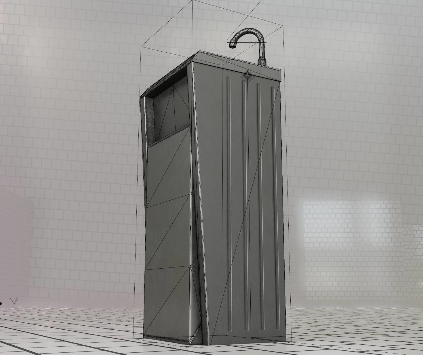 Public Metal Sink - 15 - Simple Compact Low-poly 3D model_86