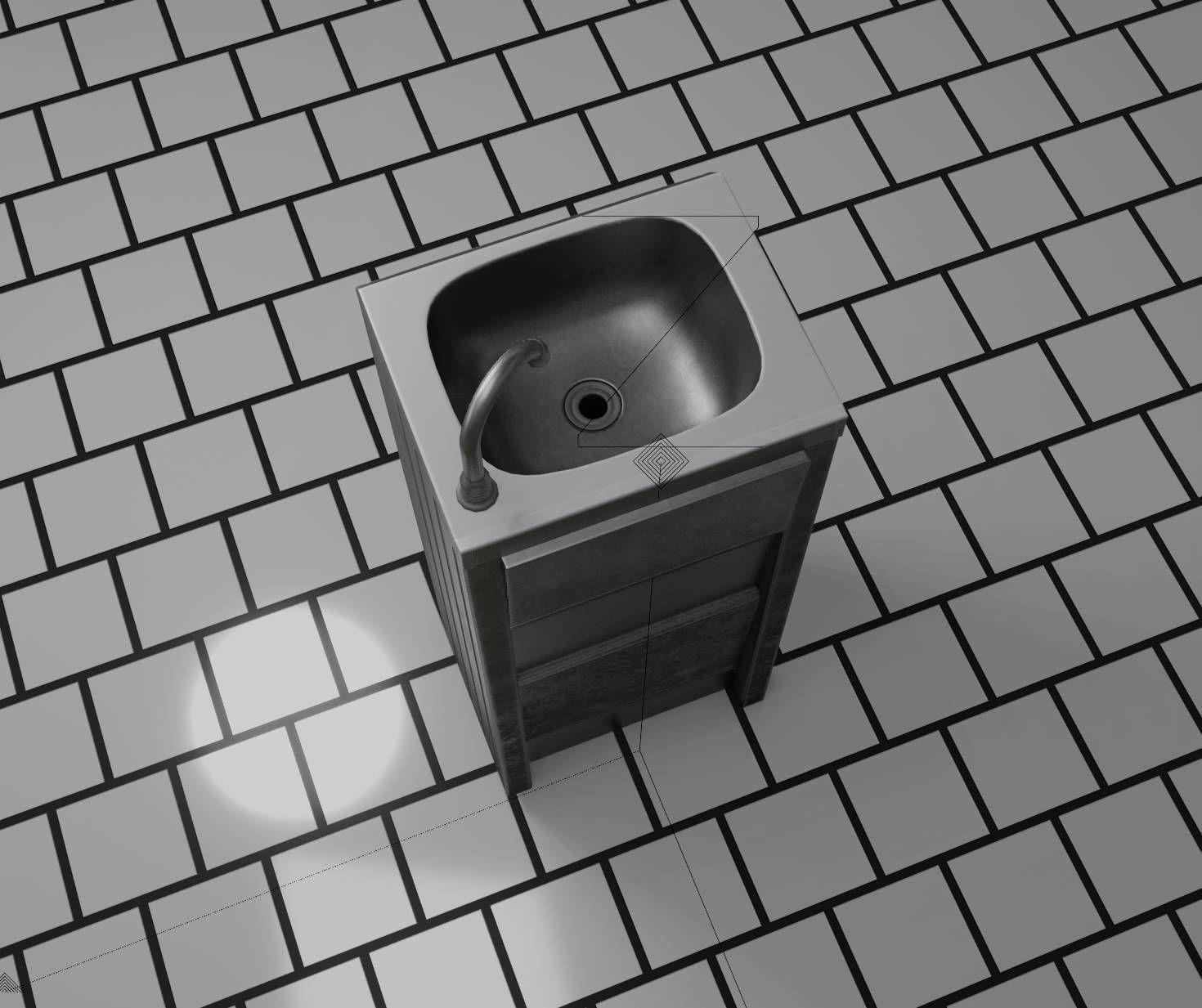 Public Metal Sink - 15 - Simple Compact Low-poly 3D model_62