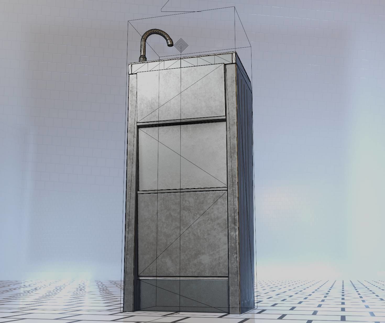 Public Metal Sink - 15 - Simple Compact Low-poly 3D model_53