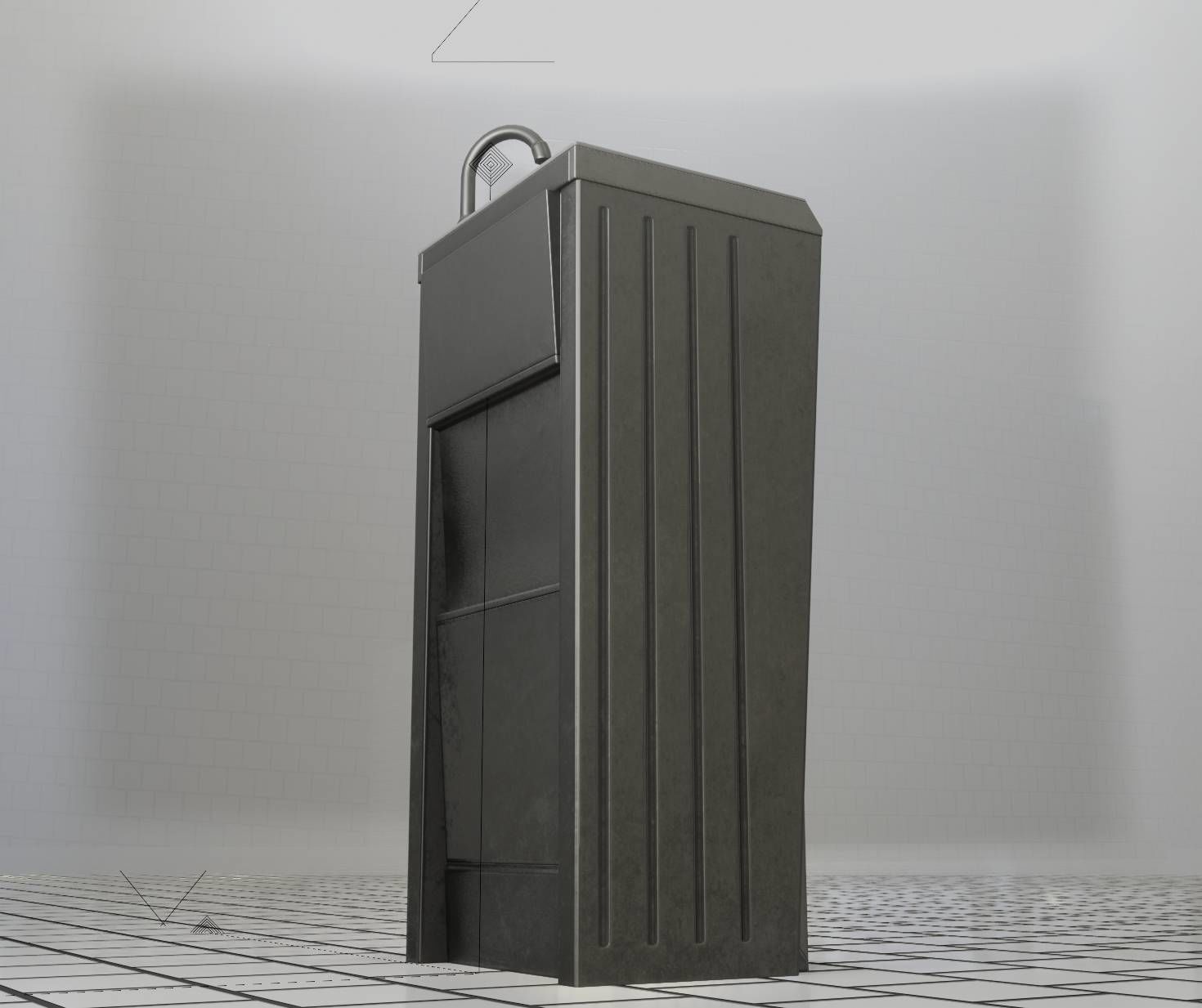 Public Metal Sink - 15 - Simple Compact Low-poly 3D model_29