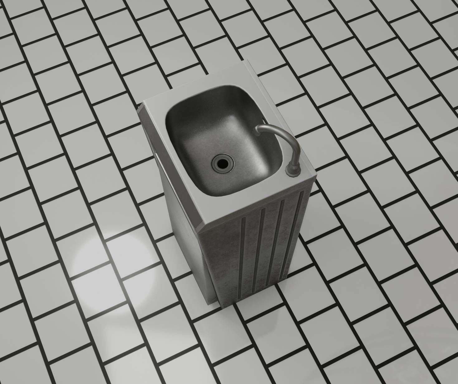 Public Metal Sink - 15 - Simple Compact Low-poly 3D model_95