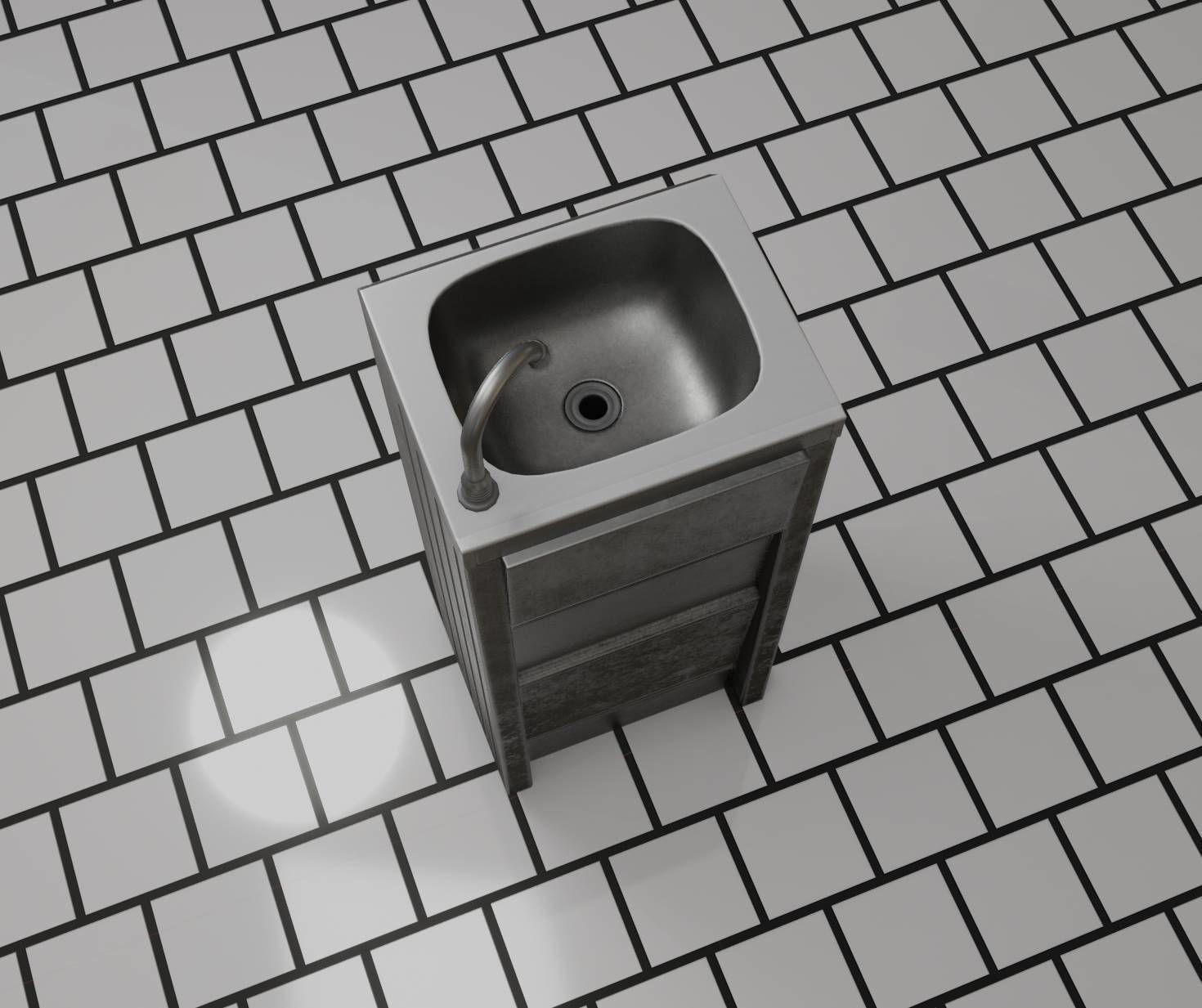 Public Metal Sink - 15 - Simple Compact Low-poly 3D model_93