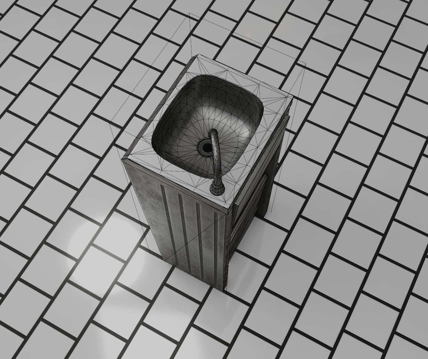 Public Metal Sink - 15 - Simple Compact Low-poly 3D model_94