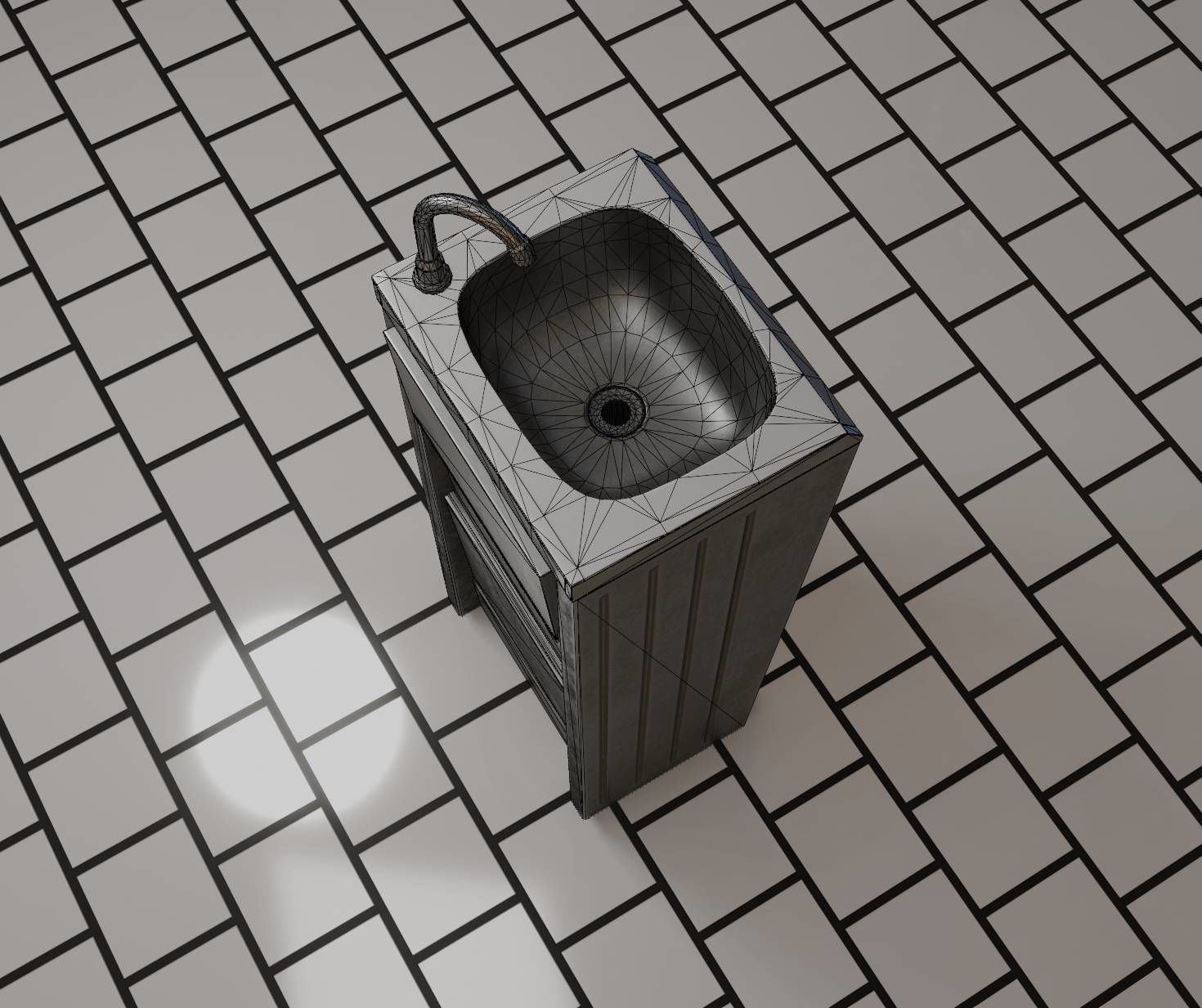 Public Metal Sink - 15 - Simple Compact Low-poly 3D model_91
