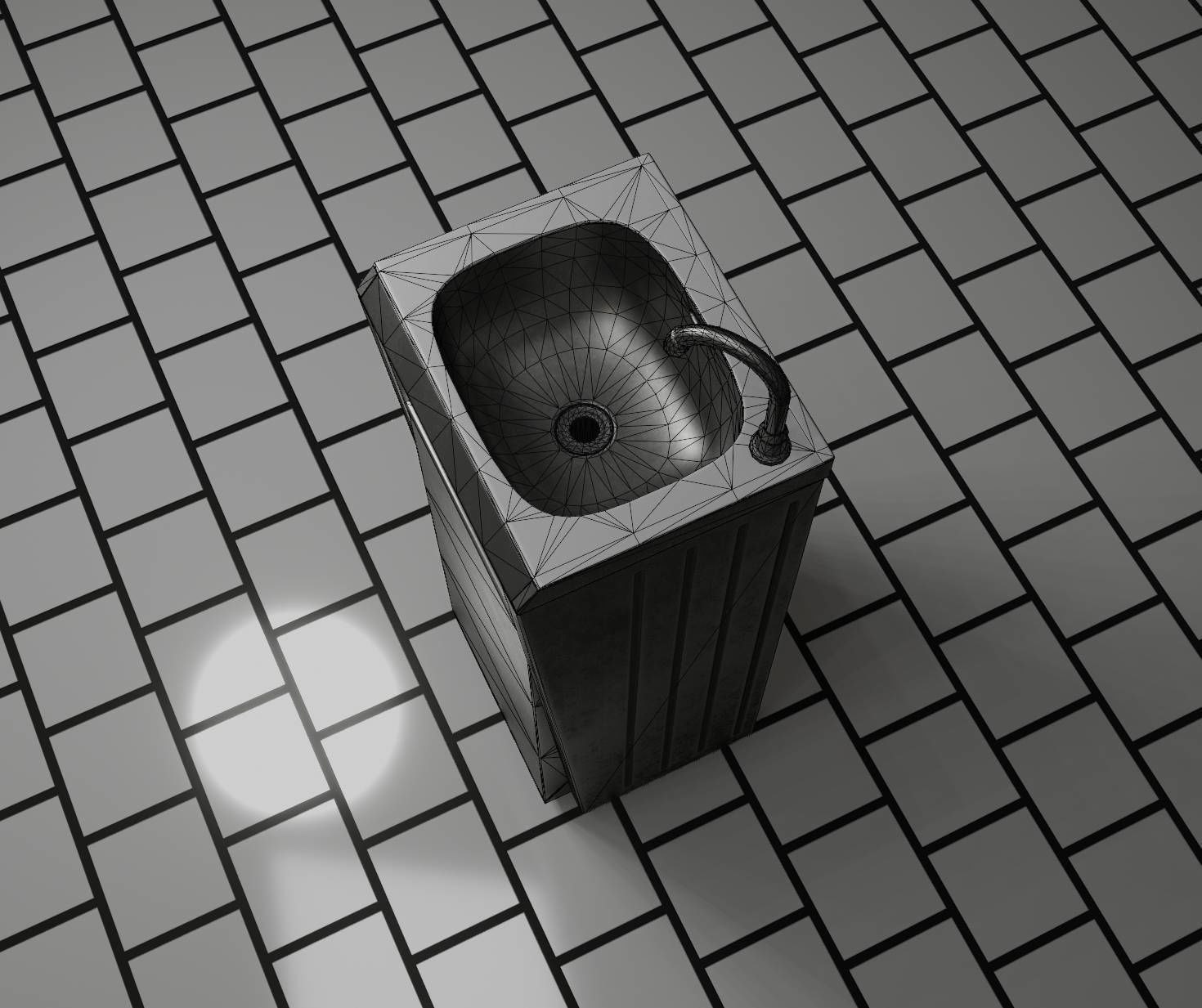 Public Metal Sink - 15 - Simple Compact Low-poly 3D model_64