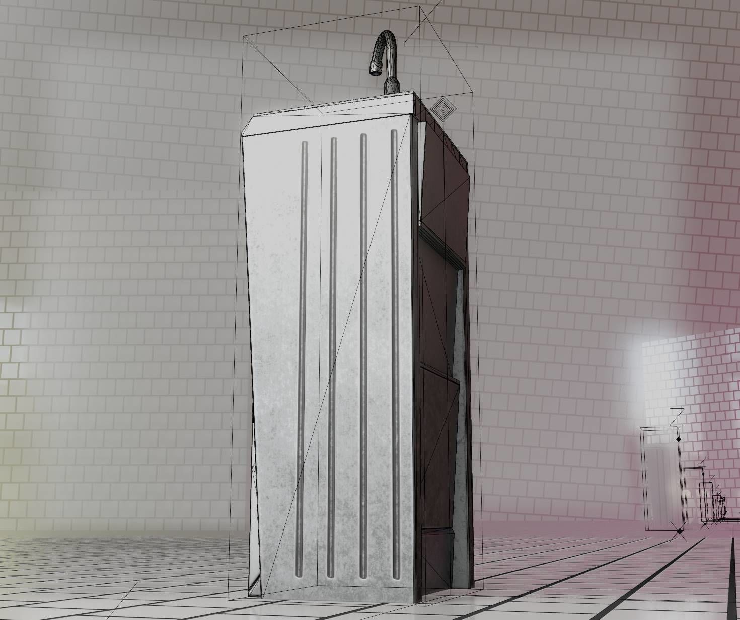 Public Metal Sink - 15 - Simple Compact Low-poly 3D model_85