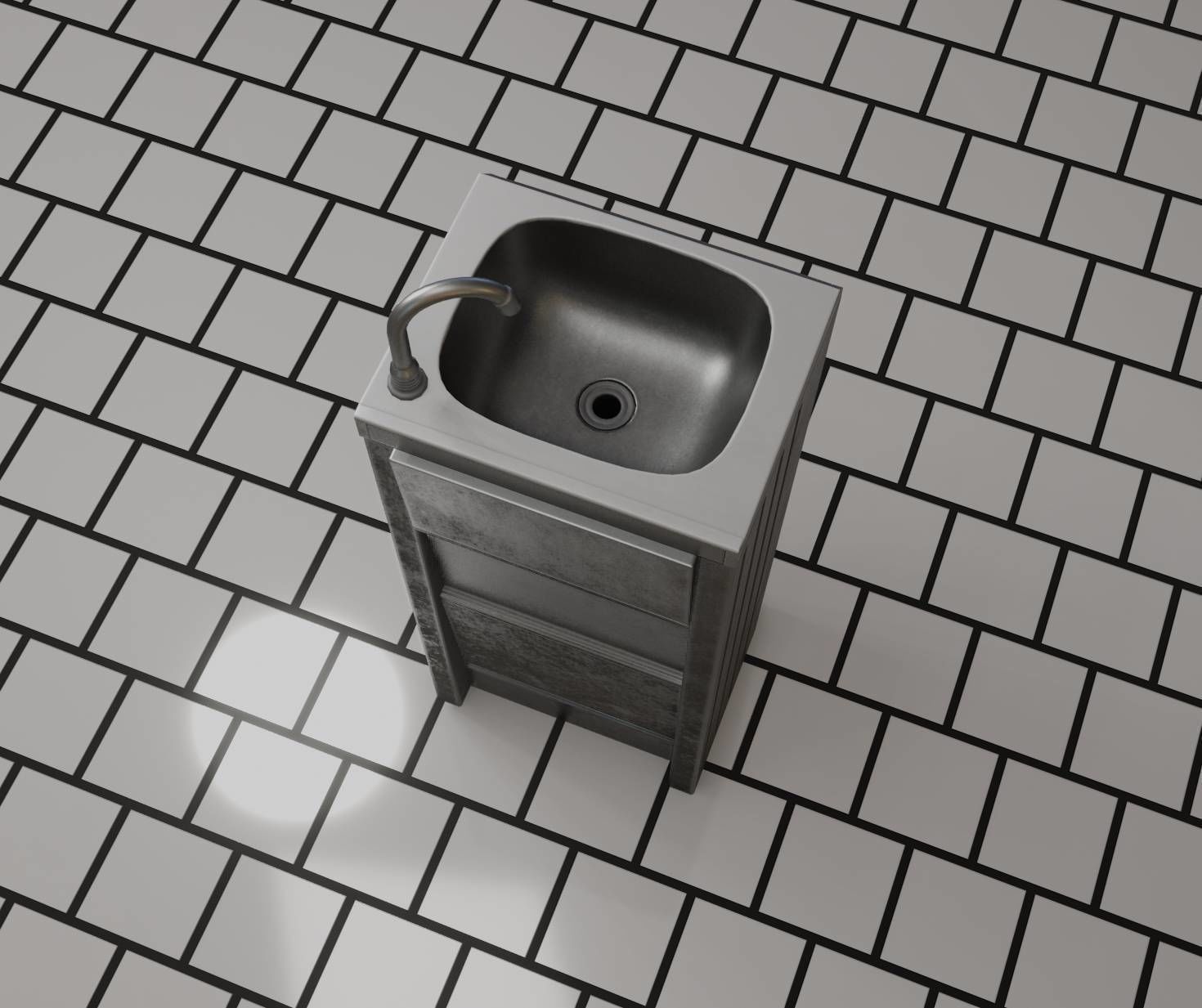 Public Metal Sink - 15 - Simple Compact Low-poly 3D model_92
