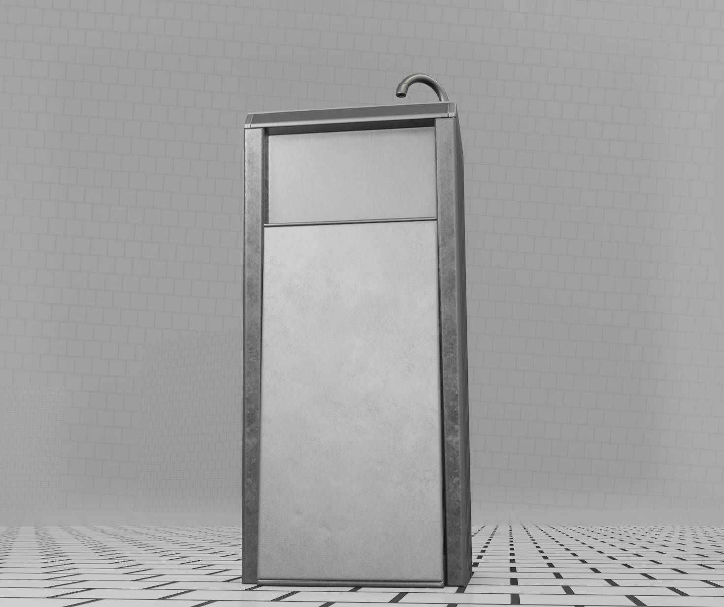 Public Metal Sink - 15 - Simple Compact Low-poly 3D model_87