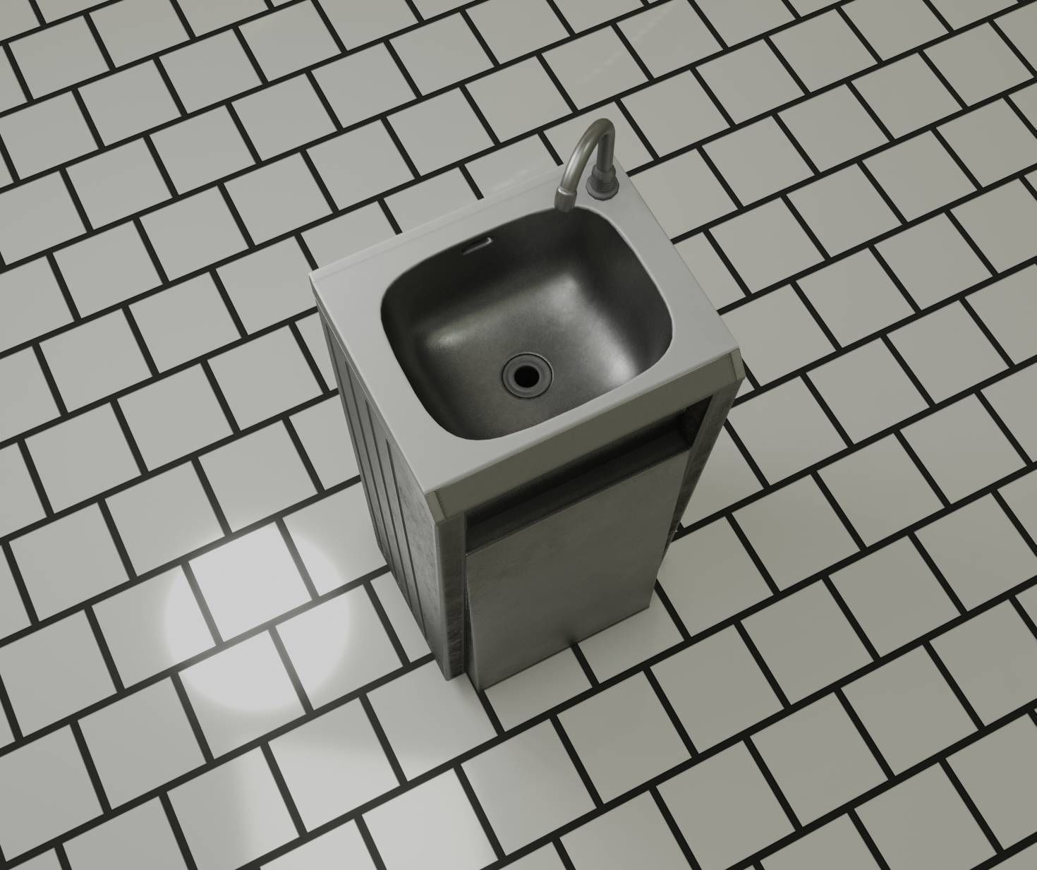 Public Metal Sink - 15 - Simple Compact Low-poly 3D model_97