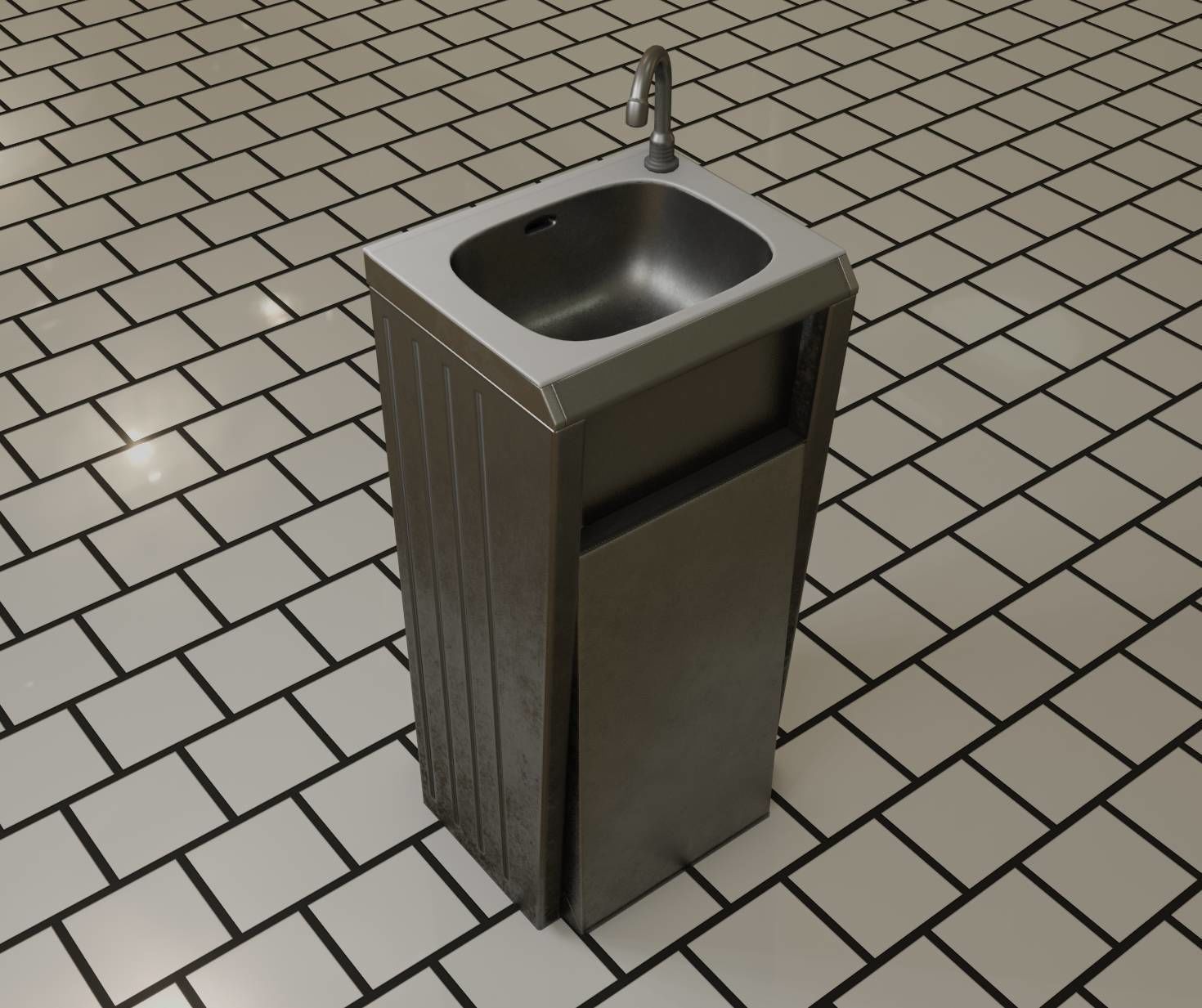 Public Metal Sink - 15 - Simple Compact Low-poly 3D model_72