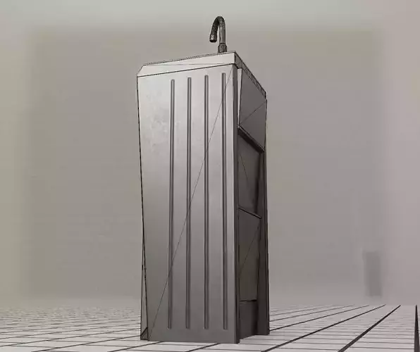 Public Metal Sink - 15 - Simple Compact Low-poly 3D model