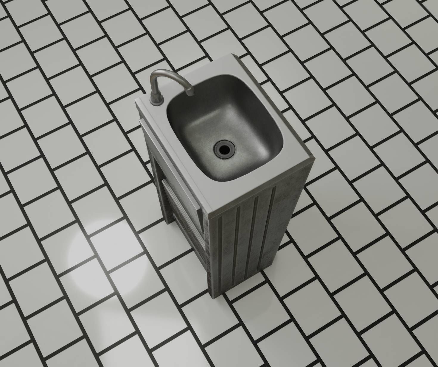 Public Metal Sink - 15 - Simple Compact Low-poly 3D model_30