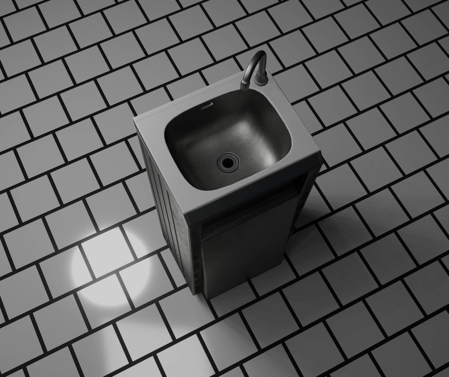 Public Metal Sink - 15 - Simple Compact Low-poly 3D model_66