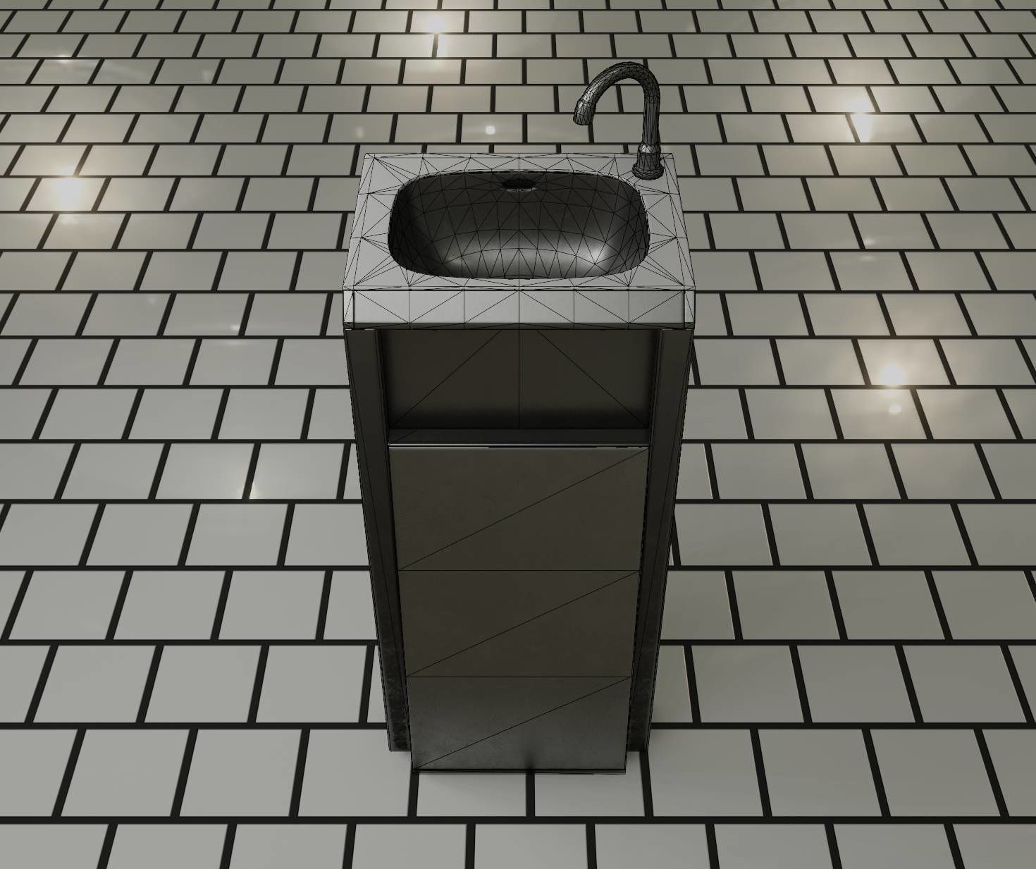 Public Metal Sink - 15 - Simple Compact Low-poly 3D model_71