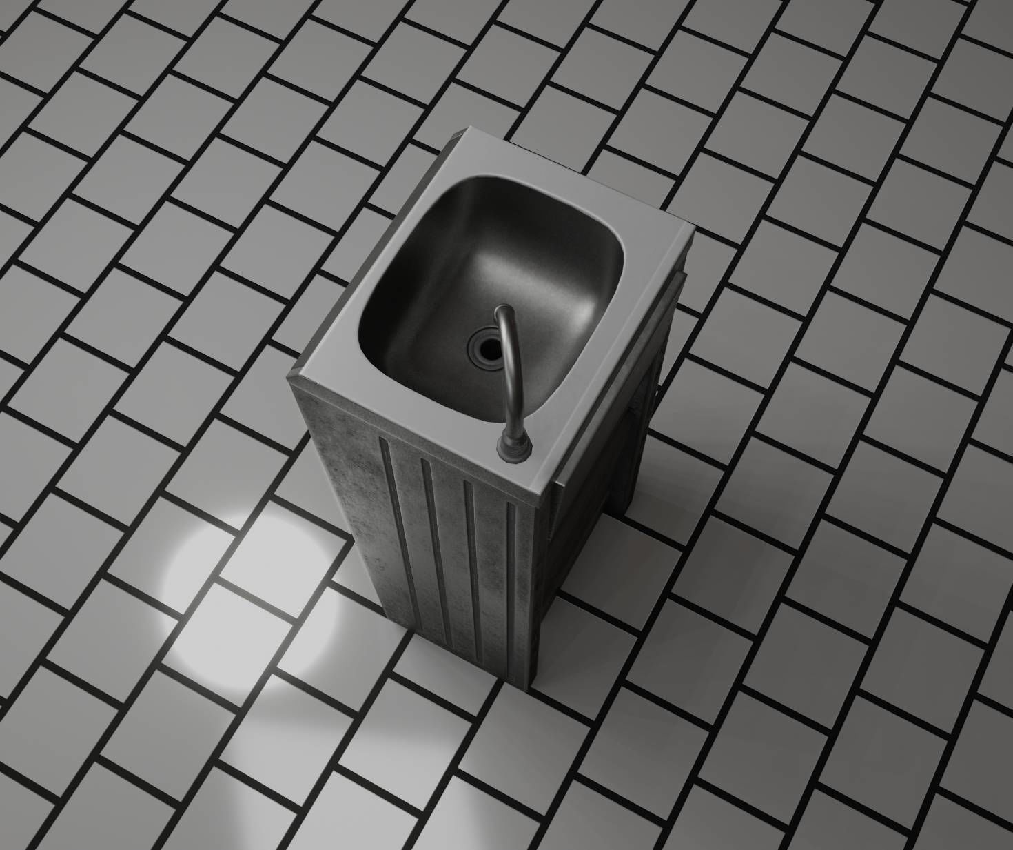 Public Metal Sink - 15 - Simple Compact Low-poly 3D model_63
