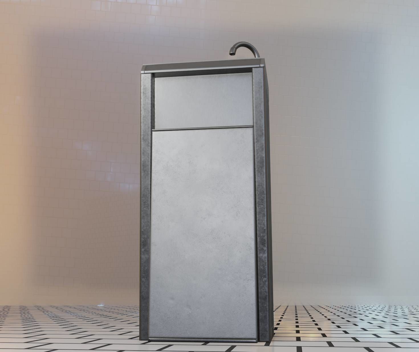 Public Metal Sink - 15 - Simple Compact Low-poly 3D model_26