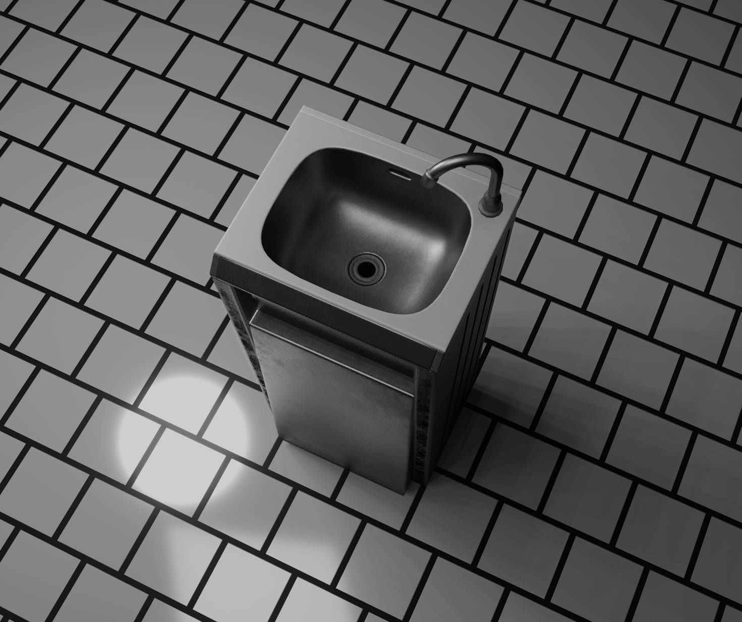 Public Metal Sink - 15 - Simple Compact Low-poly 3D model_65