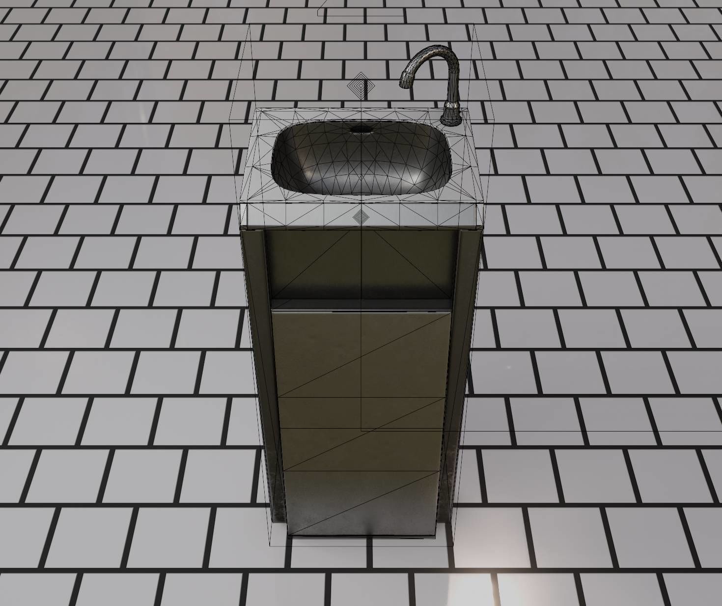 Public Metal Sink - 15 - Simple Compact Low-poly 3D model_10