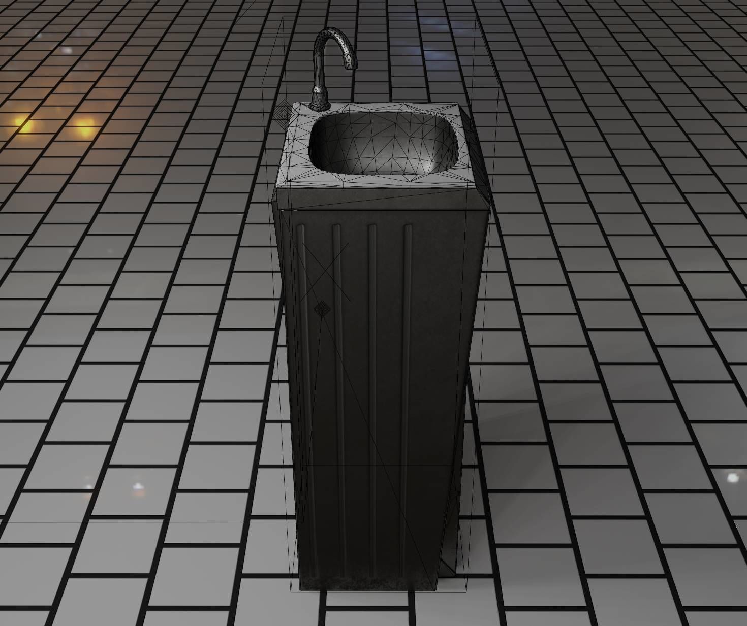 Public Metal Sink - 15 - Simple Compact Low-poly 3D model_68