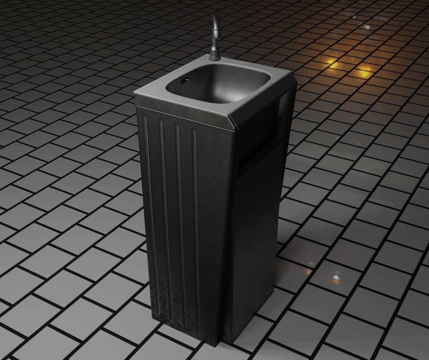 Public Metal Sink - 15 - Simple Compact Low-poly 3D model_67