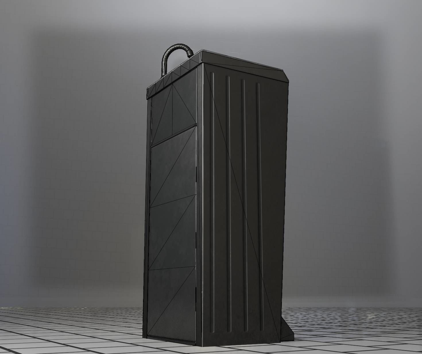 Public Metal Sink - 14 - with Wastebin Low-poly 3D model_28