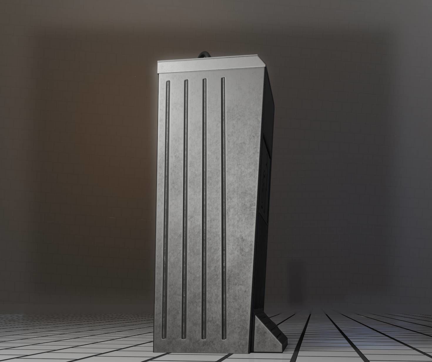 Public Metal Sink - 14 - with Wastebin Low-poly 3D model_27