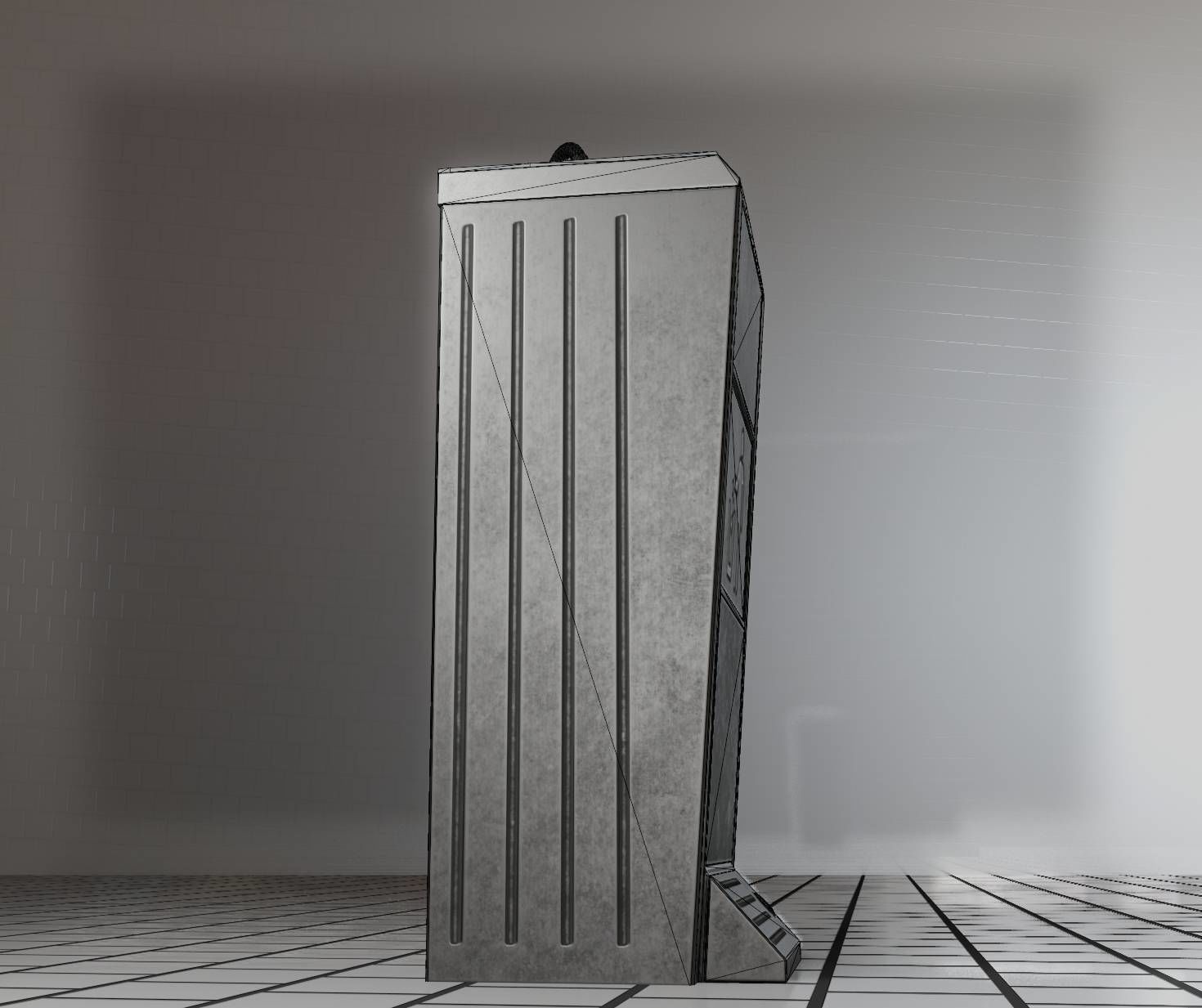 Public Metal Sink - 14 - with Wastebin Low-poly 3D model_89