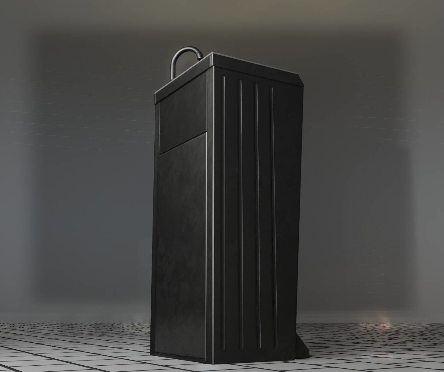 Public Metal Sink - 14 - with Wastebin Low-poly 3D model_90