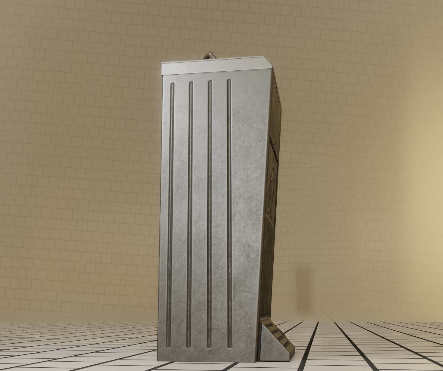 Public Metal Sink - 14 - with Wastebin Low-poly 3D model_58