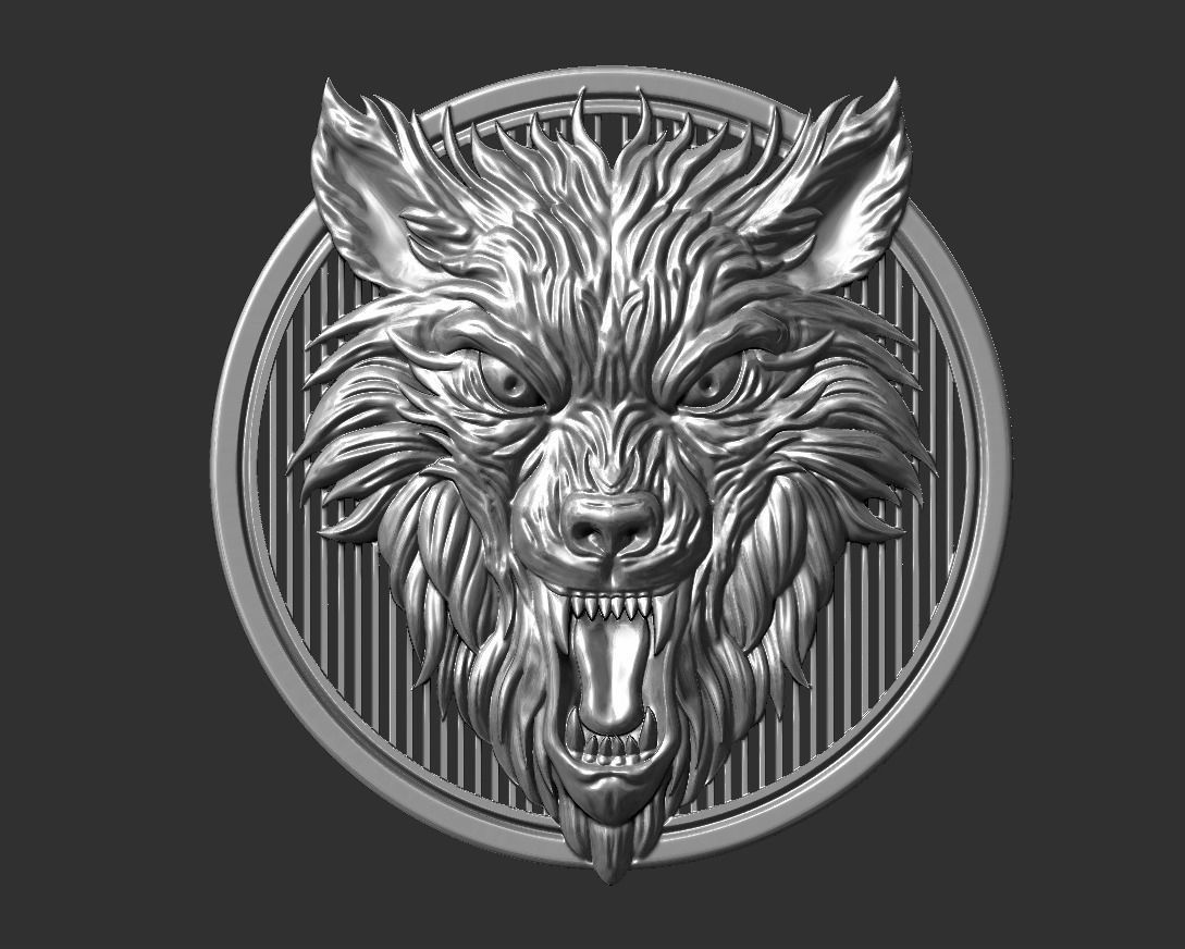 wolf head 3D print model_2