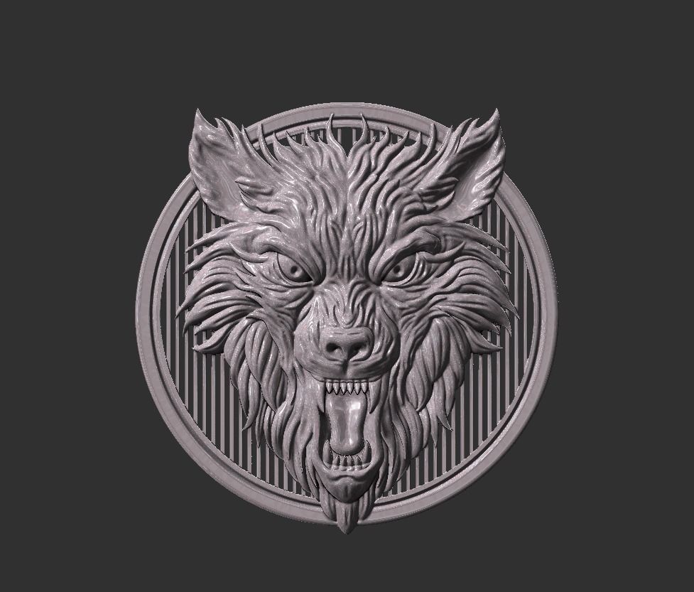 wolf head 3D print model_3